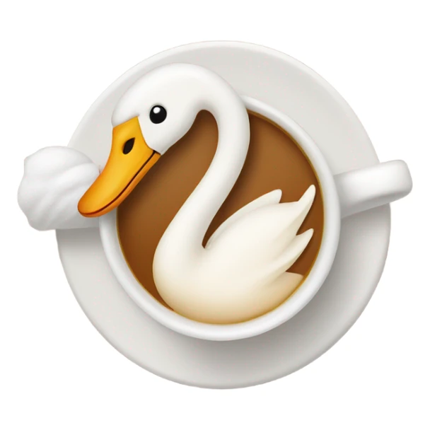 Cup of coffe with a latte art swan  sticker