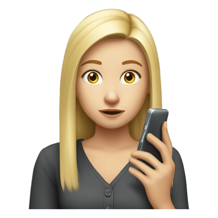	“A blonde girl looking at her phone with a focused expression. The phone screen displays the word ‘DRIM.’ Minimal background details to keep the focus on the girl and her phone.”  sticker