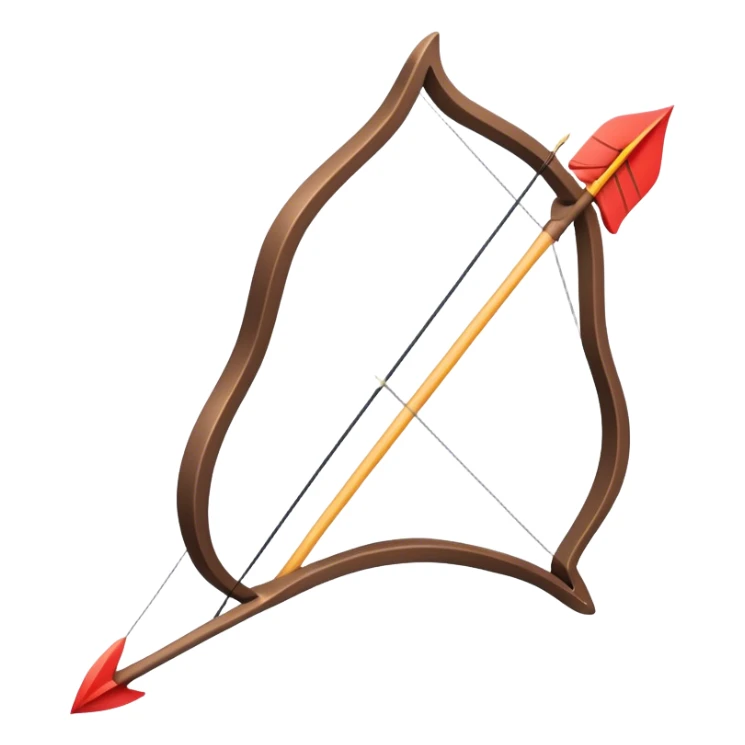 Clash of Clans aesthetic: Cinematic Playful Pixel 3D isometric  Bow & Arrow Emoji, rendered in a 3D vector-style similar to standard emojis with minimal shading and bold, simplified shapes. A compact, distinct form with signature details, softly glowing with a pixelated adventure charm. Simplified yet unmistakably iconic, highly detailed and consistent, glowing with a soft radiance and high shine. Stylized with a touch of classic pixel-art charm and a soft glowing outline, capturing the essence of a beloved gaming relic with a friendly, playful manner! sticker