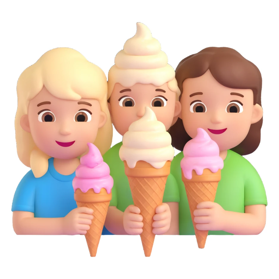 happy children with melting ice cream cones sticker