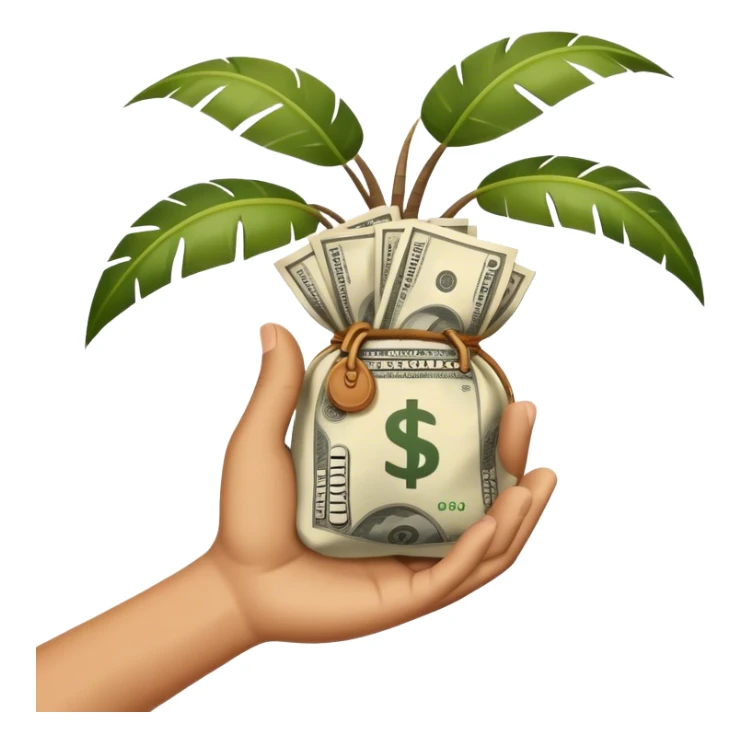 A hand with a bag of money on the pal sticker