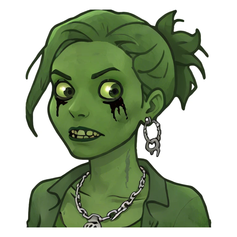 girl zombie with black hair sticker