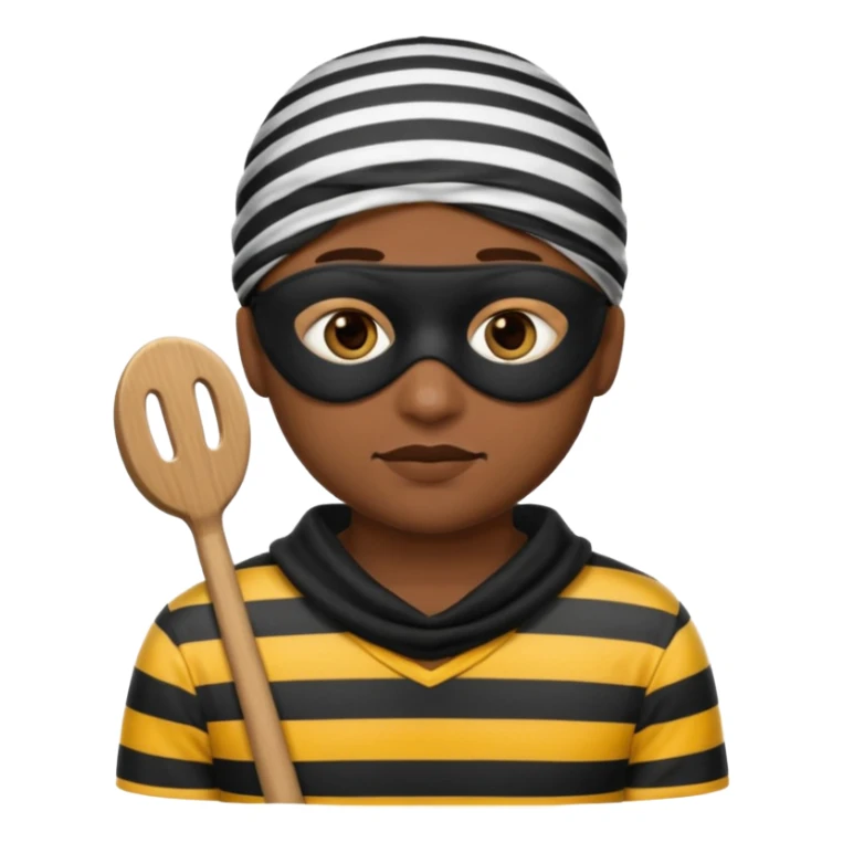 A theif robber emoji,Stripped shirt,eye mask, black head. sticker