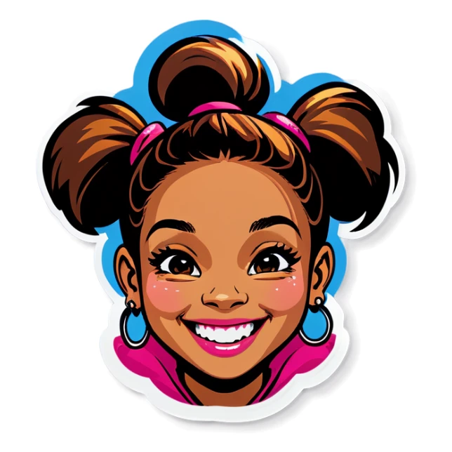 smiling girl with hoop earrings sticker