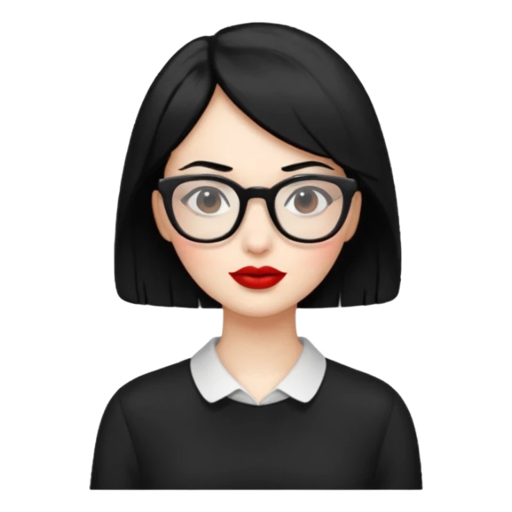 black hair with red lipstick and glasses sticker