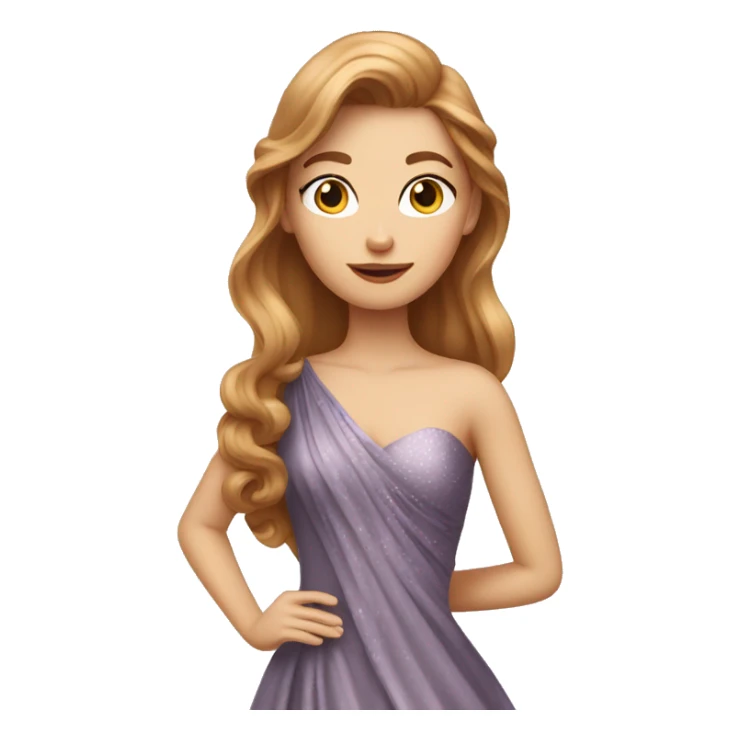 hazelnut-haired girl in a long glamour dress sticker