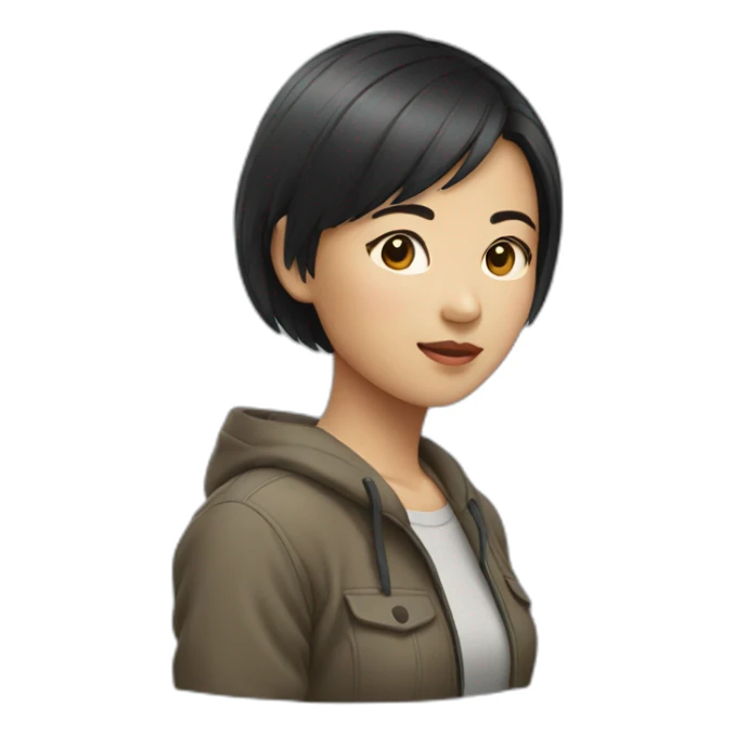 Asian girl with short hair sticker
