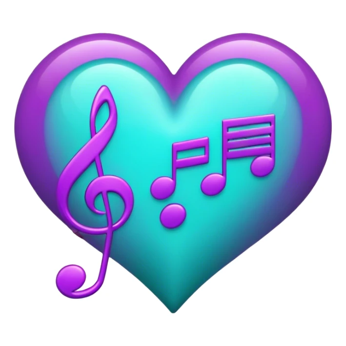 Teal and Purple music heart sticker