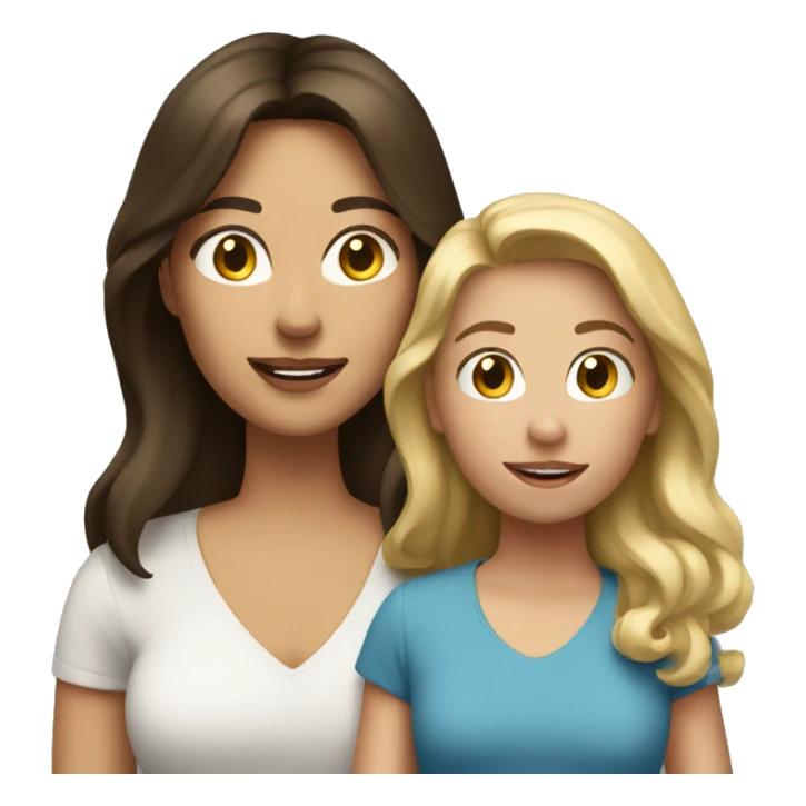 Could you do an emoji, a brunette mother with a blond daughter? sticker