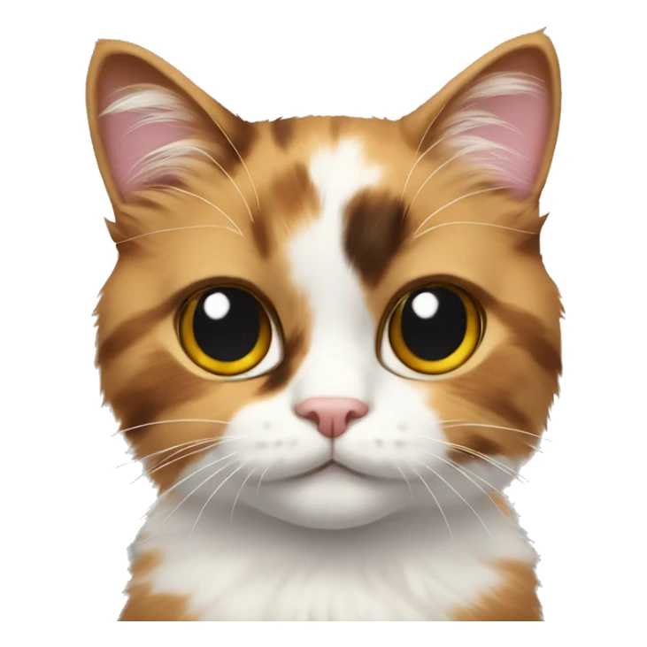 calico cat with white chest fluffy big eyes sticker