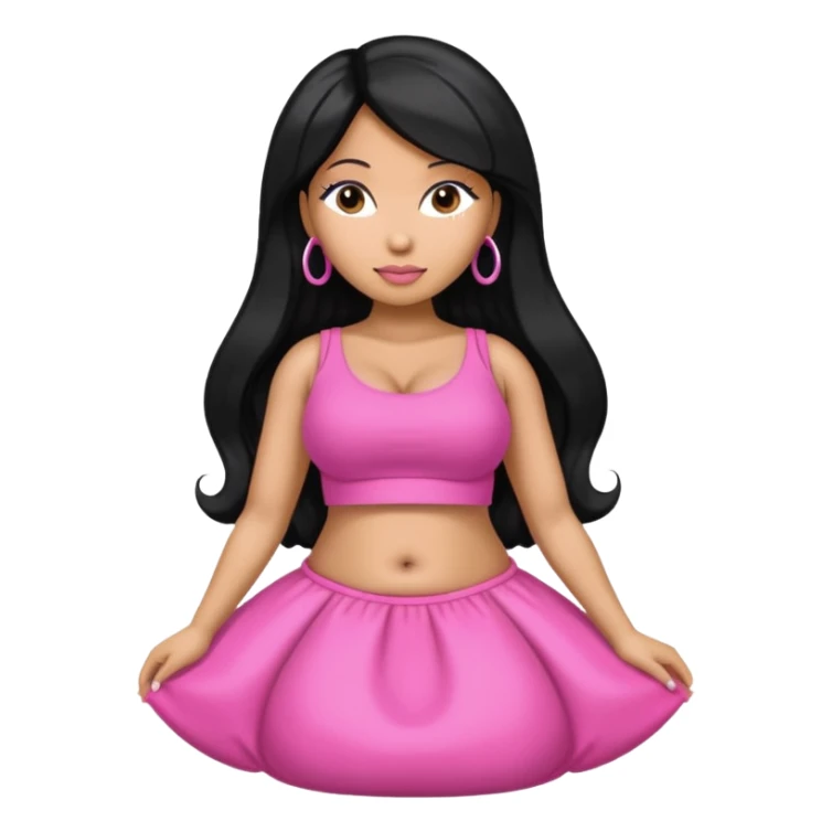  fat tan long half-white half-black hair nicki minaj with inflated belly sticker