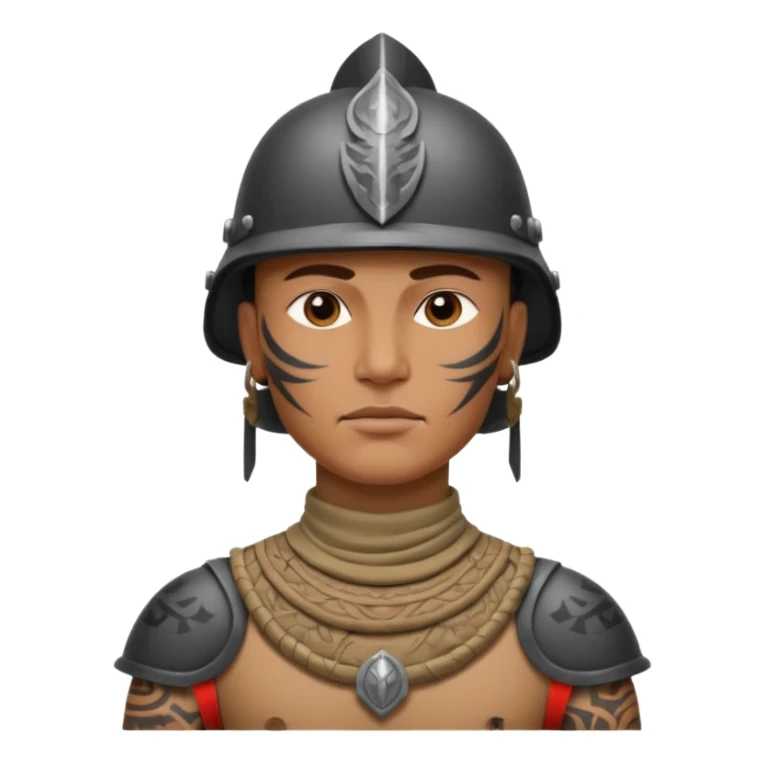 tatooed soldier on neck and face, tribal ancient sticker