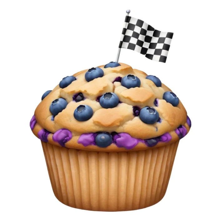 blueberry muffin with a race flag on top sticker