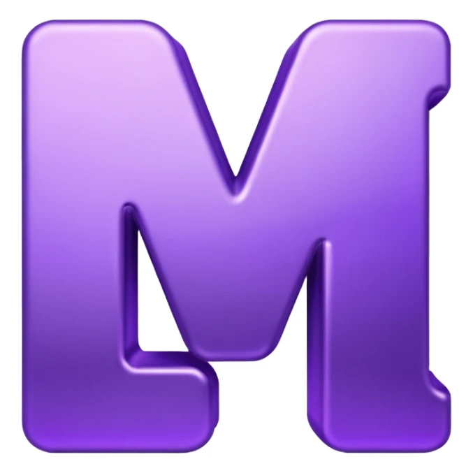 3D text that spells "me" in a shiny purple font  sticker
