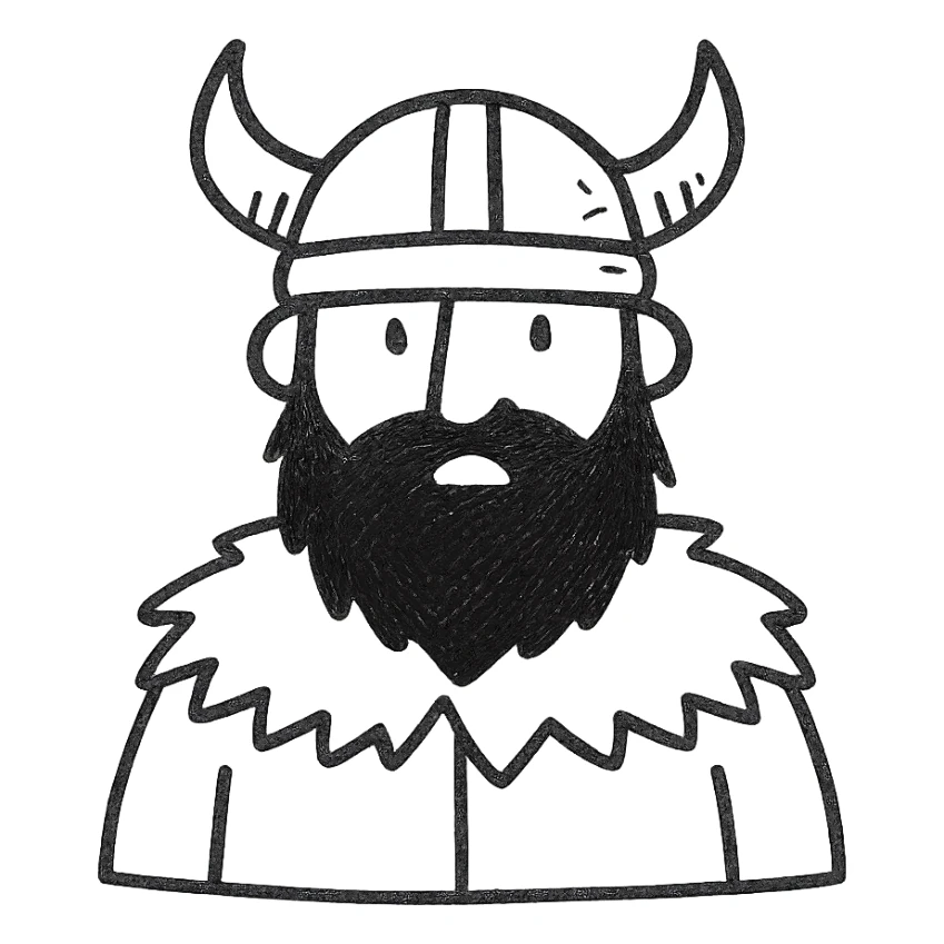 viking with black beard and fur coat icon sticker