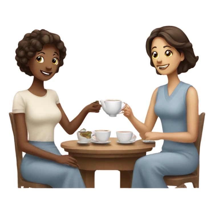 Woman with couple od tea sticker