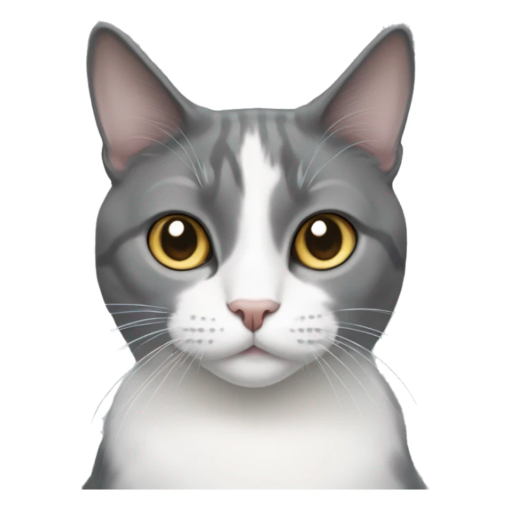 grey and white tuxedo cat with hazel eyes sticker