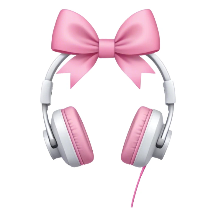 White aesthetic headphones with pink bow sticker