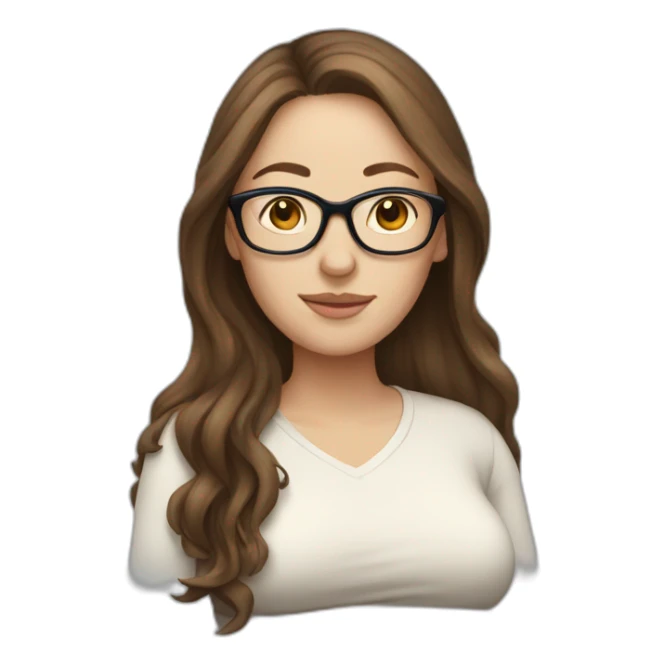 Pregnant White woman with long brown hair and glasses sticker