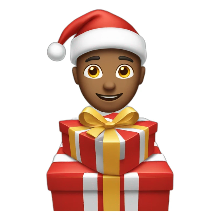 white man giving gifts wearing santa hat sticker