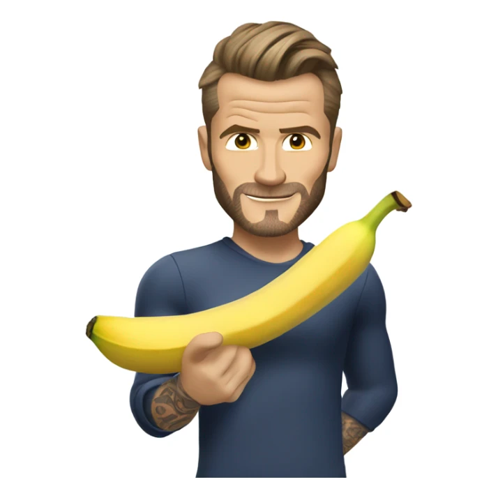 David beckham holding a banana sticker