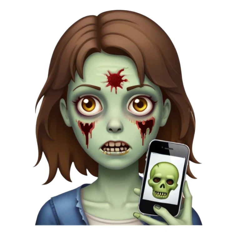 create a zombie girl with brown hair emoji iphone sticker