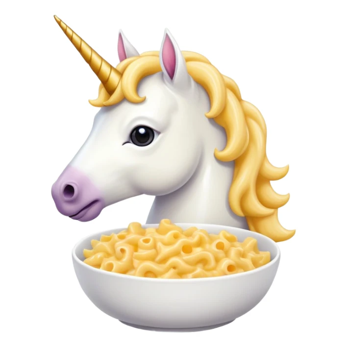 Unicorn wearing a toupee eating Mac and cheese sticker