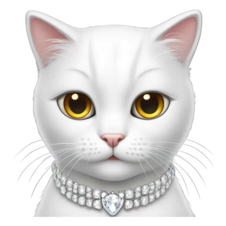 White cat with lashes and iced out jewelry  sticker