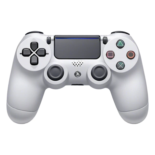 Clash of Clans aesthetic: Cinematic Playful PlayStation 4 DualShock Controller Portrait Emoji, rendered in a 3D vector-style similar to standard emojis with minimal shading and bold, simplified shapes. A compact, distinct form with signature details, softly glowing with a cutting-edge console technology charm. Simplified yet unmistakably iconic, highly detailed and consistent, glowing with a soft radiance and high shine. Stylized with a touch of technological advancement and a soft glowing outline, capturing the essence of a beloved gaming relic with a friendly, playful manner! sticker