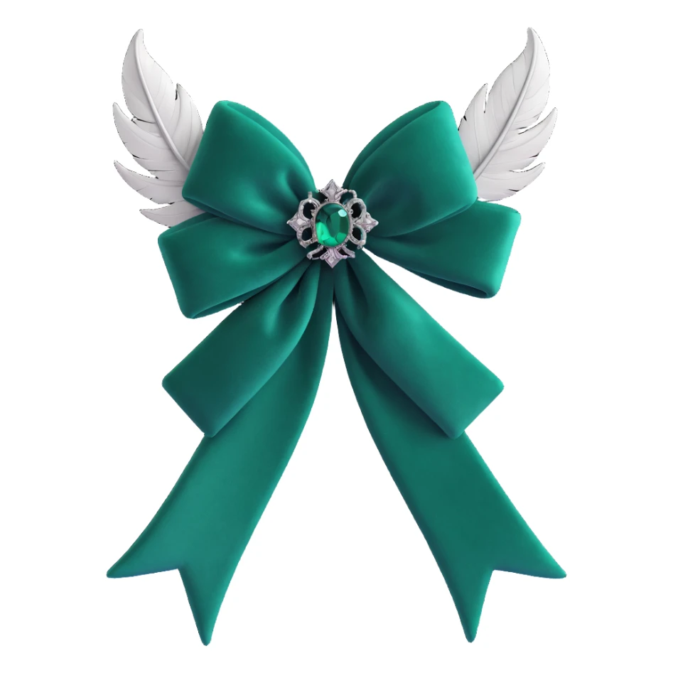 gothic bow, dark emerald velvet, silver cross, feather details, lush and gothic sticker