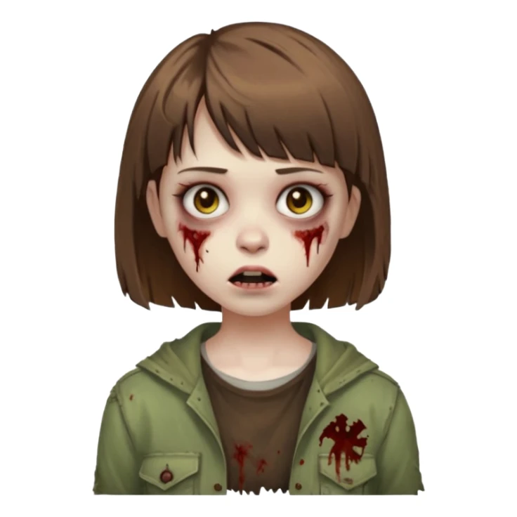 girl zombie with Brown and short bangs hair sticker
