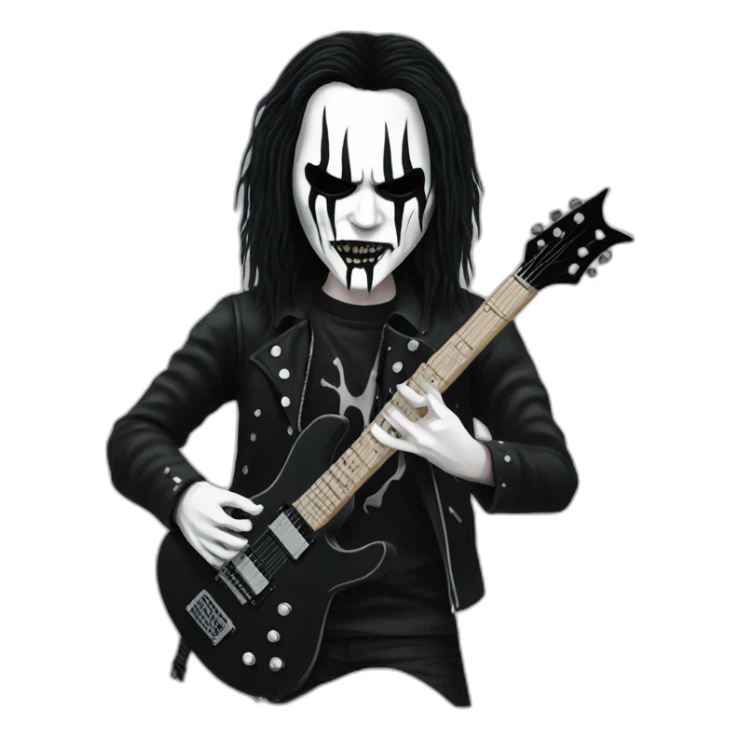 Black metal guitarist with corpse paint playing an electric guitar sticker