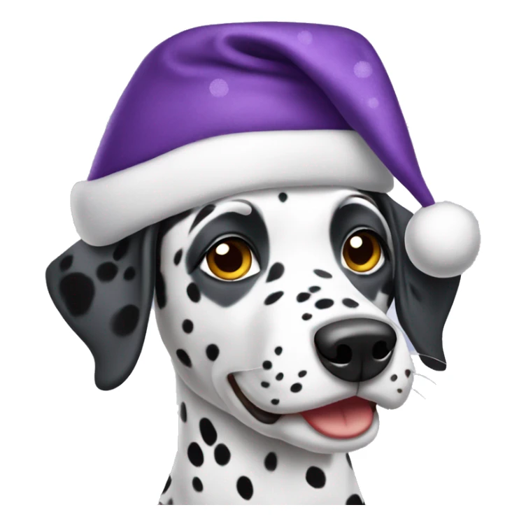 Dalmatian wearing purple Christmas hat sticker