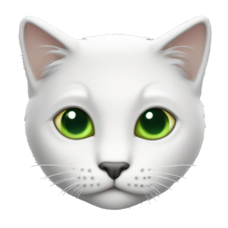 White medium hair cat green eyes grey patch on head emoji style sticker