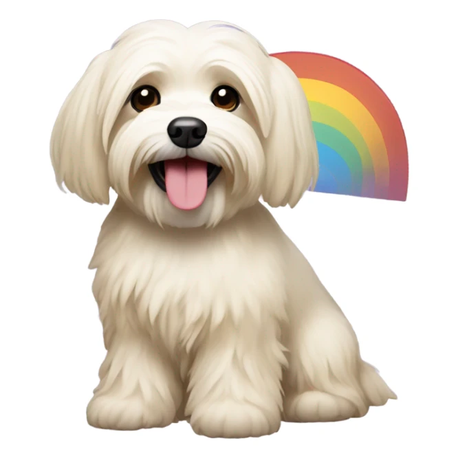Cream colored havanese with RAINBOW TAIL (NOT RAINBOW EARS) sticker