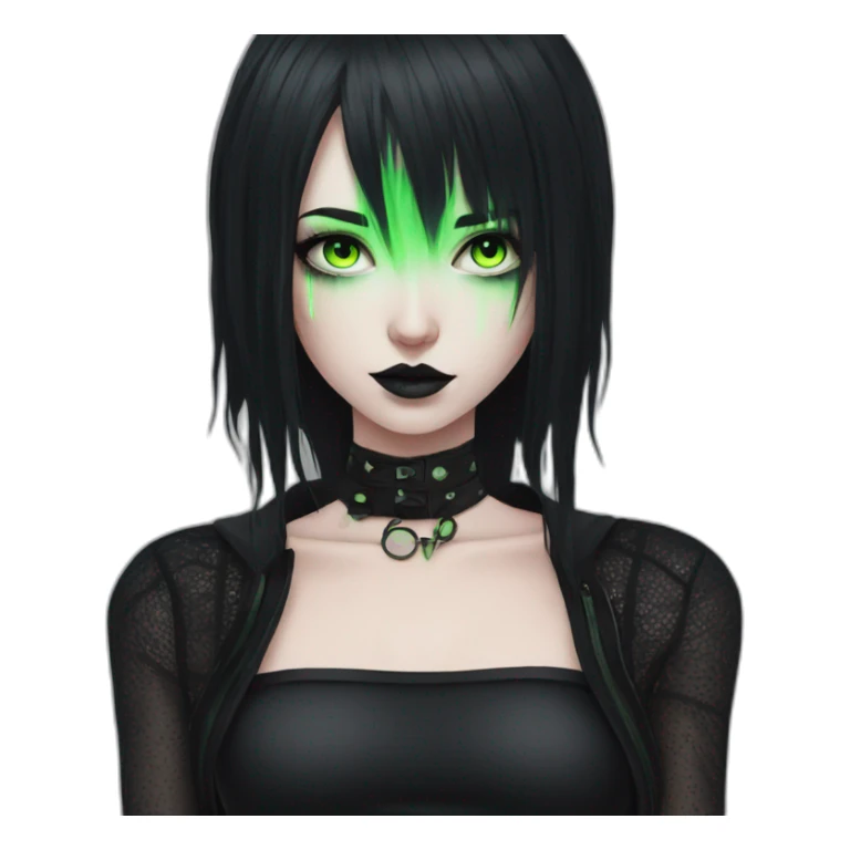 goth girl with neon green eyes and  sticker