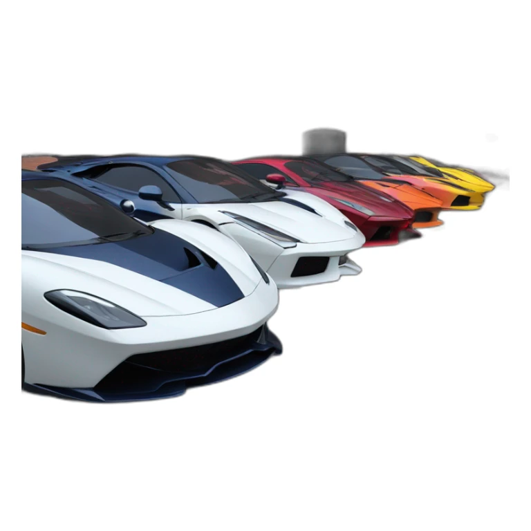 supercars parked next to each other in a line perfectly alligned sticker