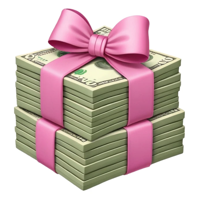 Stack of money with pink bow  sticker