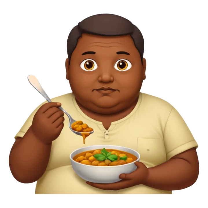 Obese Bengali man eating curry  sticker