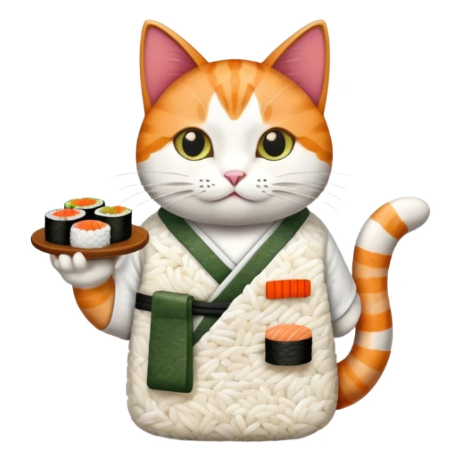 cat wearing a shirt made out of sushi sticker