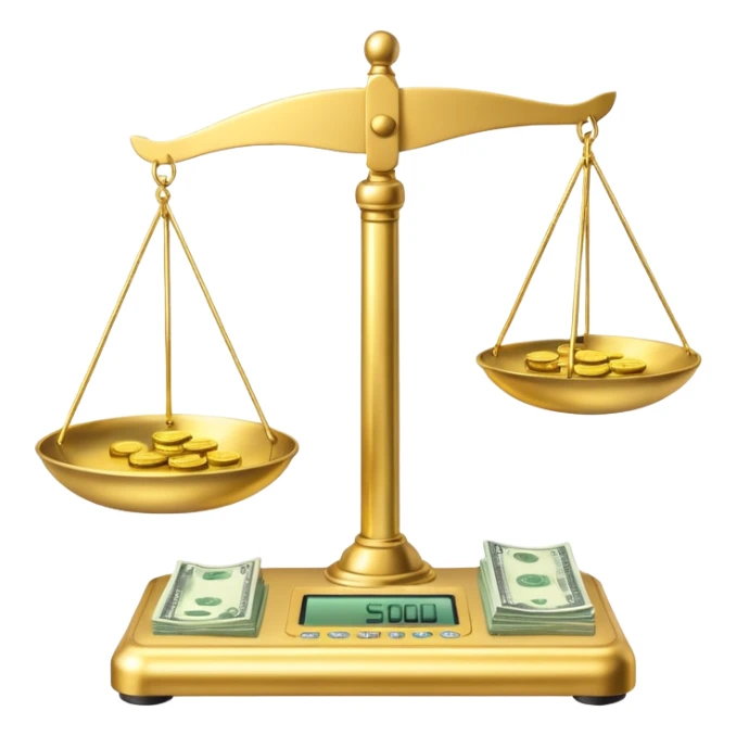 scale with money and AI written on other side sticker