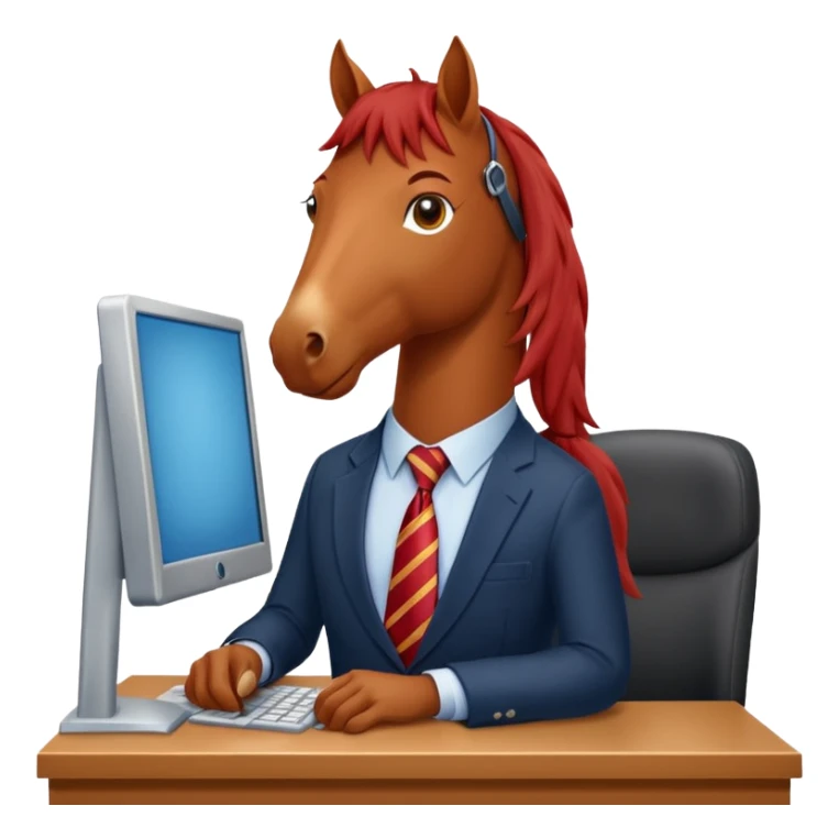 red horse who is a smart bank clerk sticker