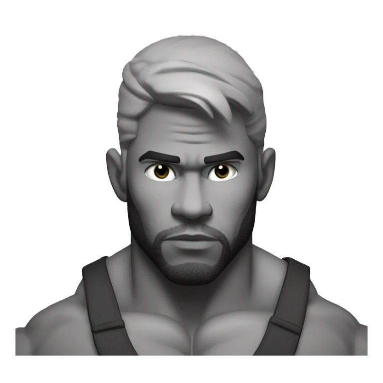 Giga Chad thinking black and white musculation meme a little from profile sticker