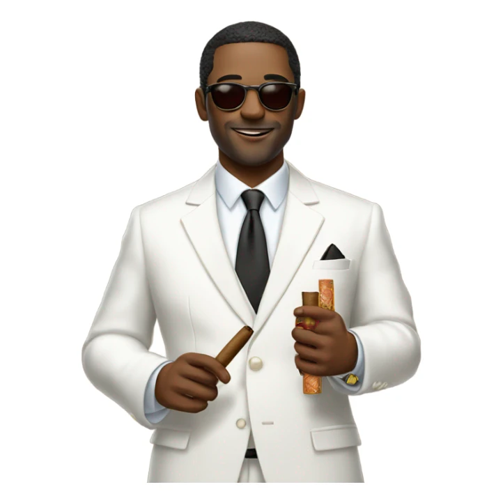 sophisticated man in white suit holding cigars sticker