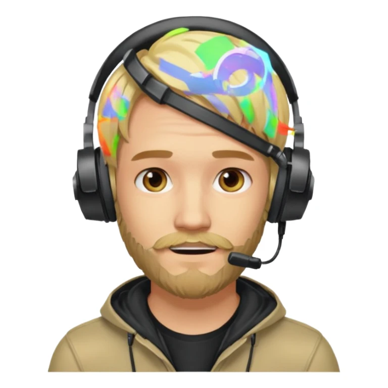 "Illustrate PewDiePie with blond hair, trimmed beard & gamer headset." sticker