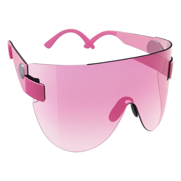 frameless pink tinted shield visor sunglasses, Y2K aesthetic, one-piece lens sticker