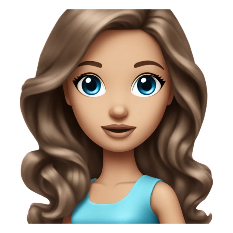 blue-eyed brown haired barbie girl white sticker