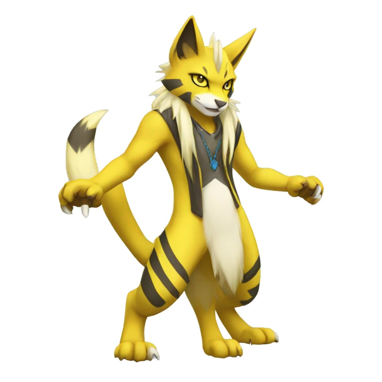 Yellow lombax-Zeraora-Renamon-cat full body sticker