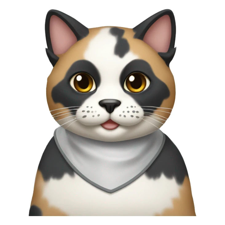 Diluted calico cat with face mask with badger marking sticker