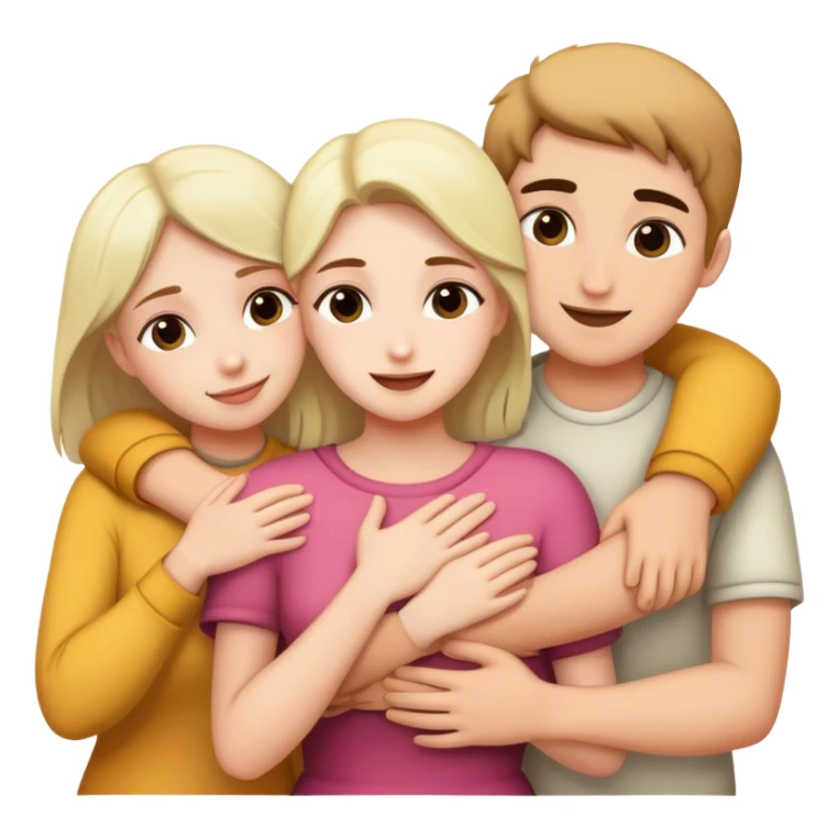 White family hugs 3 people  sticker
